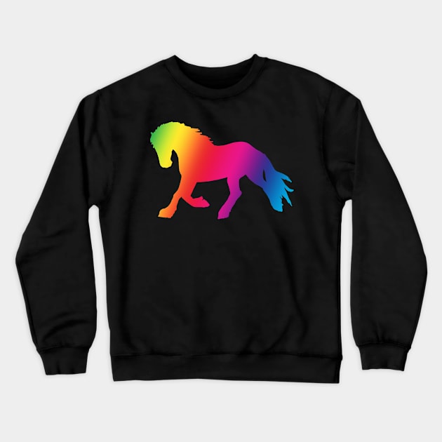 Rainbow Trotting horse shadow Crewneck Sweatshirt by Shyflyer